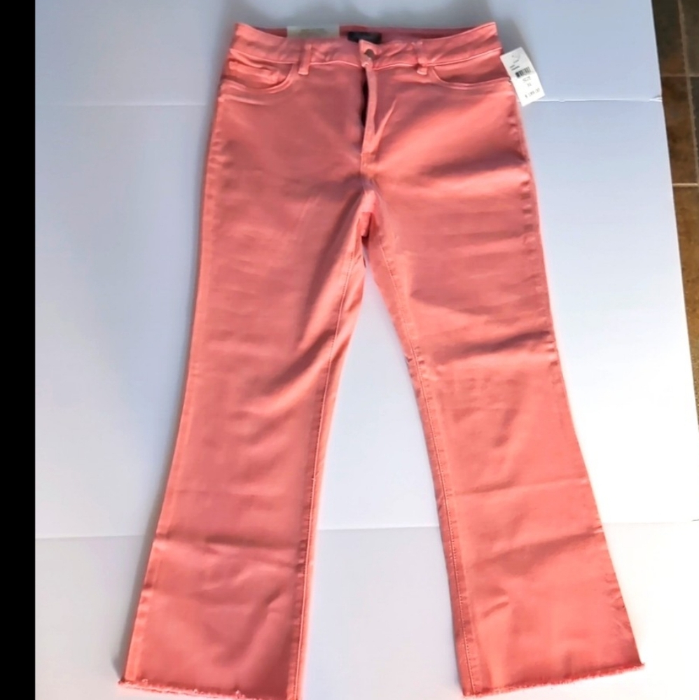 DL1961 Women's Bridget Cropped Mid Rise Instasculpt Boot Jeans, Cozumel, Pink